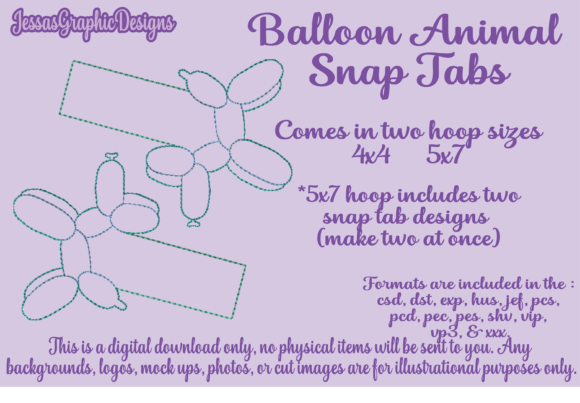 Balloon Animal Snap Tabs for Handmade Gifts